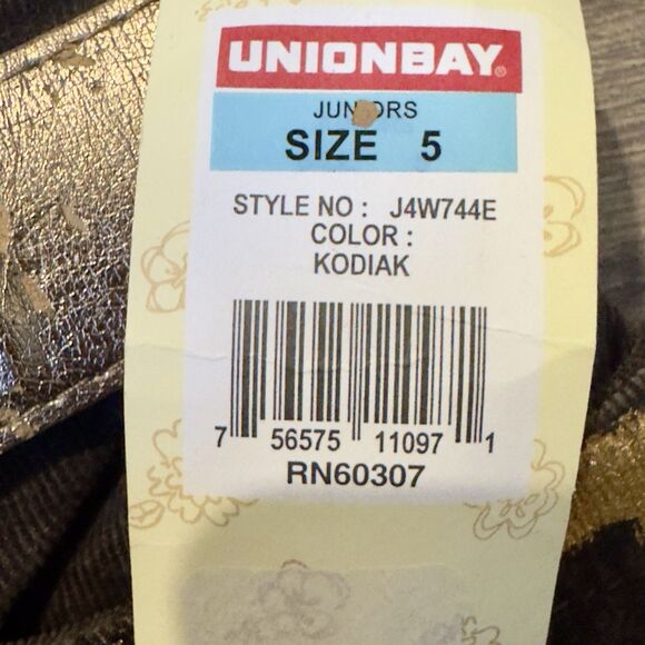 NWT UNION BAY Y2k Women's Size 5 Brown Corduroy Bootcut Pants Low Rise Gold Foil - Picture 4 of 13
